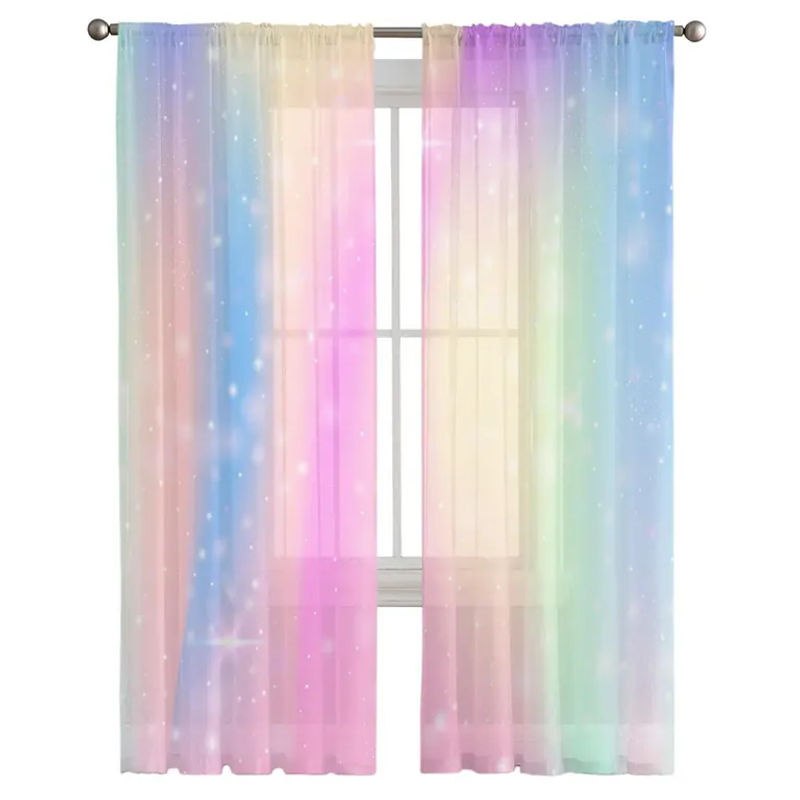 Transparente Vorhänge mit Sternenlicht- und Regenbogen-Effekt von A Family Of Home Textiles, Farbe: Transparent/Mehrfarbig, B: 135 cm, H: 114 cm - Bild 2