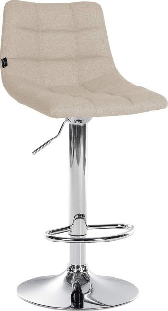 CLP Barhocker Jerry aus Stoff in Beige, höhenverstellbarer Barstuhl mit Rückenlehne und 360 Grad Drehsitz für Küche und Lounge - Bild 1
