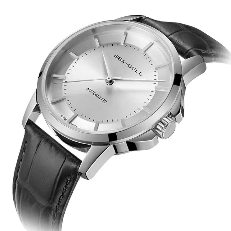 Seagull Automatikuhr, Edelstahl, Leder, 41 mm, Herren - Bild 3