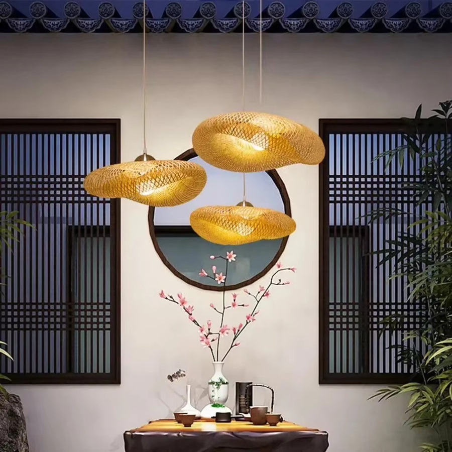 JOYINLED Rustikaler Bambus-Kronleuchter und Stehlampe in Schwarz mit warmweißem LED-Licht für Wohnzimmer und Restaurant - Bild 4
