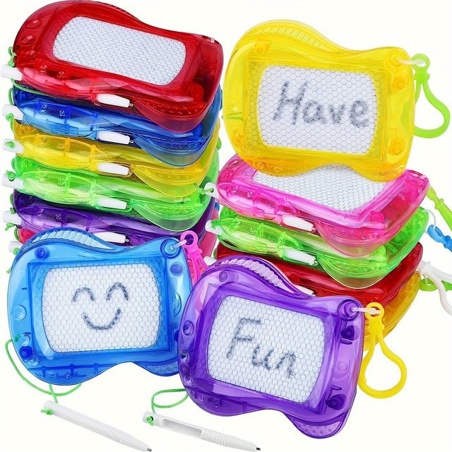 6er Set Mini-Magnet-Zeichenbretter mit Schlüsselanhänger, löschbare Whiteboards in Multicolor - Bild 1