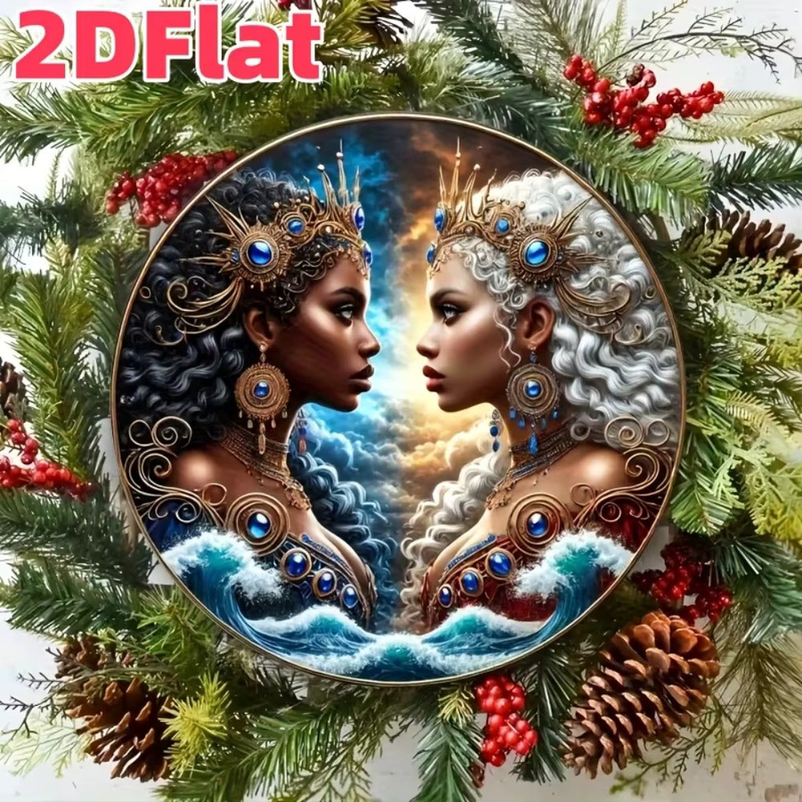 CIFBUY Wandkunst Afrikanische Göttin Yemaya Oshun Retro Wandbild Rund, Multicolour, Durchmesser: 20 cm - Bild 4
