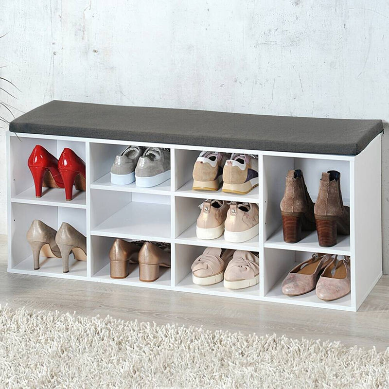 Kesper Schuhschrank mit Sitzkissen aus Spanplatte, Farbe: Weiß oder Braun, B/H/T: 29,5 x 48 x 103,5 cm - Bild 3