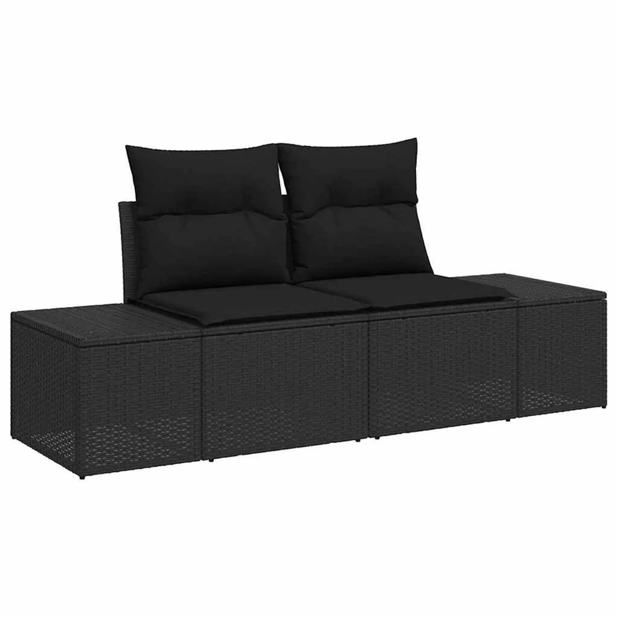 vidaXL Garten-Sofa-Set 6-teilig Schwarz mit Gartentisch und Stauraumfunktion - Bild 2