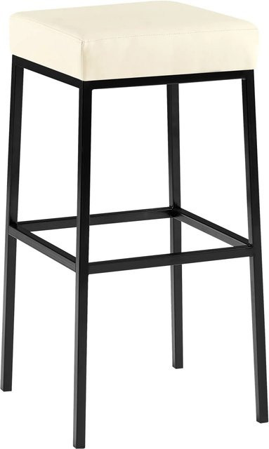 DELUKE Barhocker BIDAN in Creme mit Lehne aus Kunstleder B/T/H: 37 x 37 x 78 cm - Bild 1