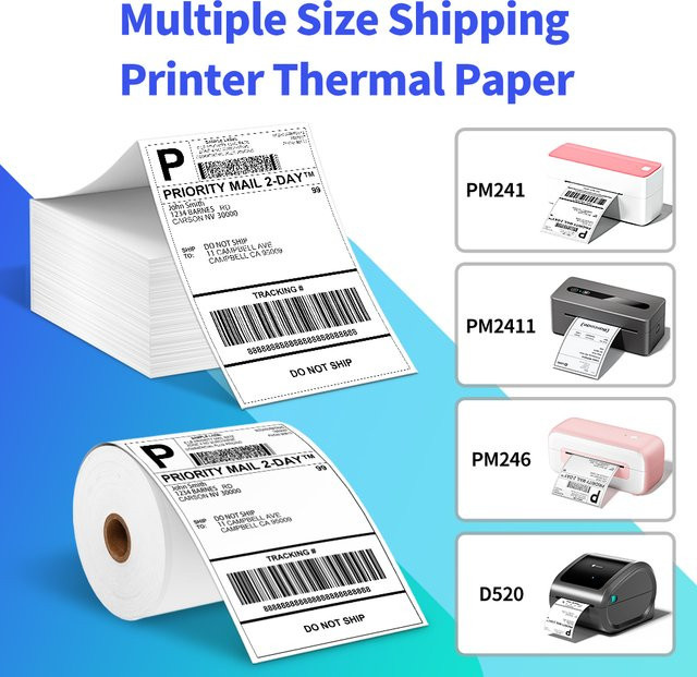 Phomemo A6 Thermoetikettenrolle für Versandetiketten, 100 Stück, Farbe: Weiß, B/H: 10,0 x 15,0 cm - Bild 1