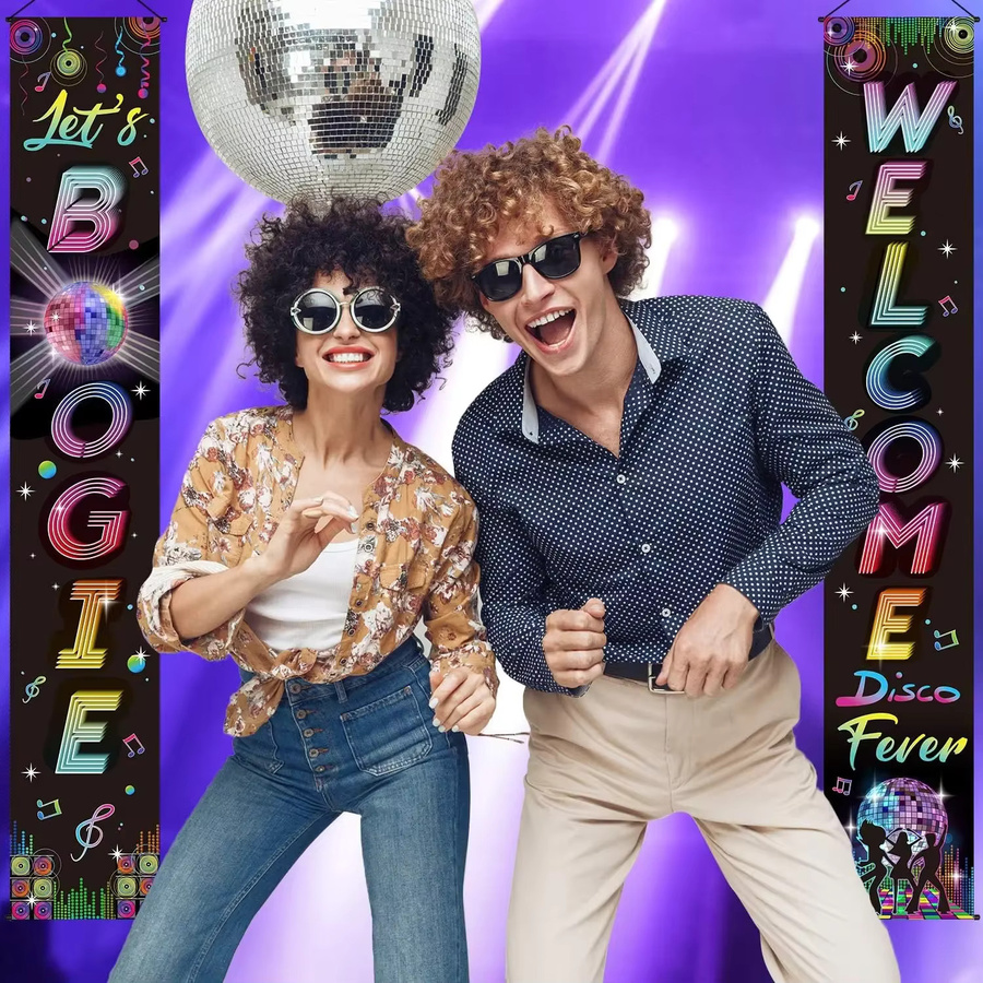 VIKAMA Retro-Disco-Banner für deine 1970er Jahre Mottoparty, mehrfarbiges Party-Dekorationsschild zum Aufhängen für Innen und Außen, B: 180 cm, H: 30 cm - Bild 4