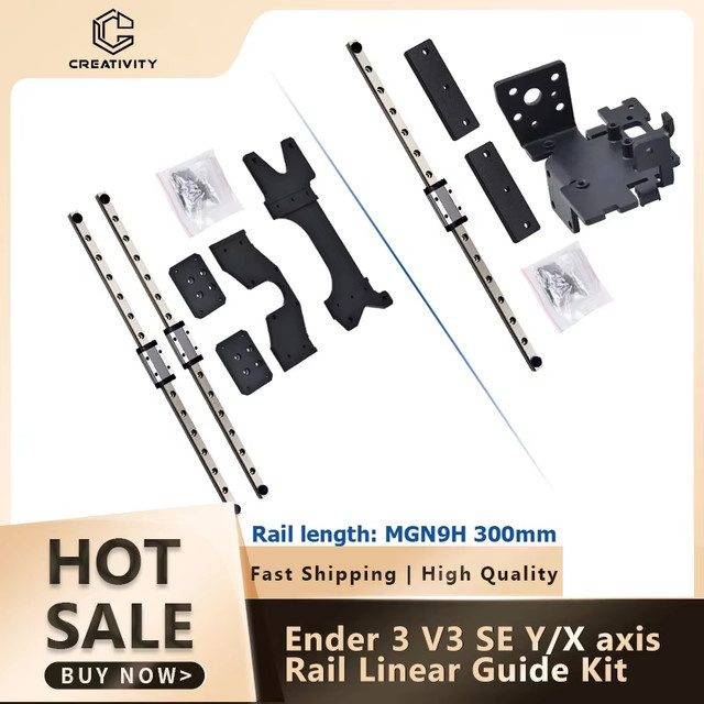 Creality Upgrade-Kit für Ender 3 V3 KE und Ender 3 V3 SE mit Dual-Y-Achse und MGN9H 300mm Linearführungsschiene für die X-Achse in Schwarz - Bild 1