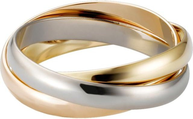 Dreiringring 925 Silber, vergoldet, Bicolor, Unisex - Bild 1