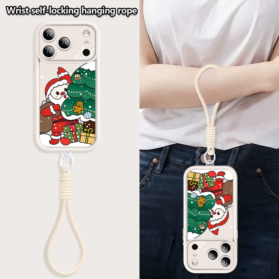 YISHANGOU Handyhülle mit Weihnachtsmann-Design und Riemen, stoßfeste TPU-Schutzhülle für iPhone 17 Pro Max, 16, 15, 14, 13, 12, 11 Pro Max, Farbe: Schwarz/Mehrfarbig - Bild 2
