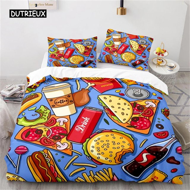 Bettwäsche-Set Jinmeige mit Gourmet-Essen-Motiv aus Mikrofaser, B/H: 135 x 200 cm, Mehrfarbig - Bild 1