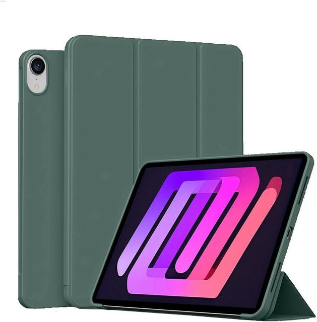 Magnetische Silikon Hülle für iPad Mini 7 (2024) und iPad Mini 6 (8,3 Zoll) mit Smart Cover Rückschale, Farbe: Grün - Bild 1