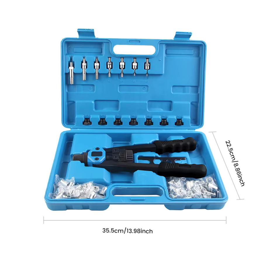 Podofo Hochleistungs-Nietmutternpistolen-Set 110-teilig in Blau mit Handnietwerkzeug und Nietmuttern der Größen M3 M4 M5 M6 M8 M10 M12 für die Autoreparatur - Bild 4