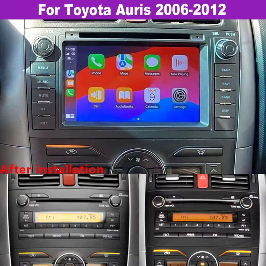 7 Zoll Android 14 Autoradio mit Navi, Mirrorlink, GPS, WiFi und Bluetooth für Toyota Auris (2006-2012), Schwarz - Bild 2