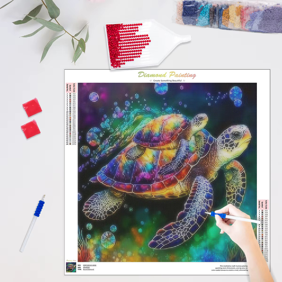 GATYZTORY 5D Diamant-Stickerei Set mit runder Schildkröte in Multicolor als Mosaik-Kunst für deine Heimdekoration - Bild 2