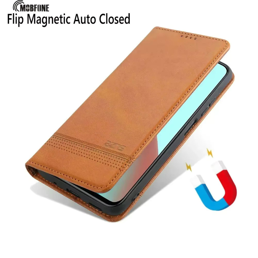 Luxus Leder Hülle für Xiaomi POCO F8 Pro und POCO F8 Ultra mit Magnetverschluss und Flip-Design in Grün oder Braun - Bild 1