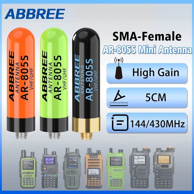 ABBREE AR-805S Mini SMA-Buchse Dual Band High Gain Antenne für Baofeng UV-21 PRO UV-5R UV-5RH Walkie Talkie Zubehör - Bild 1