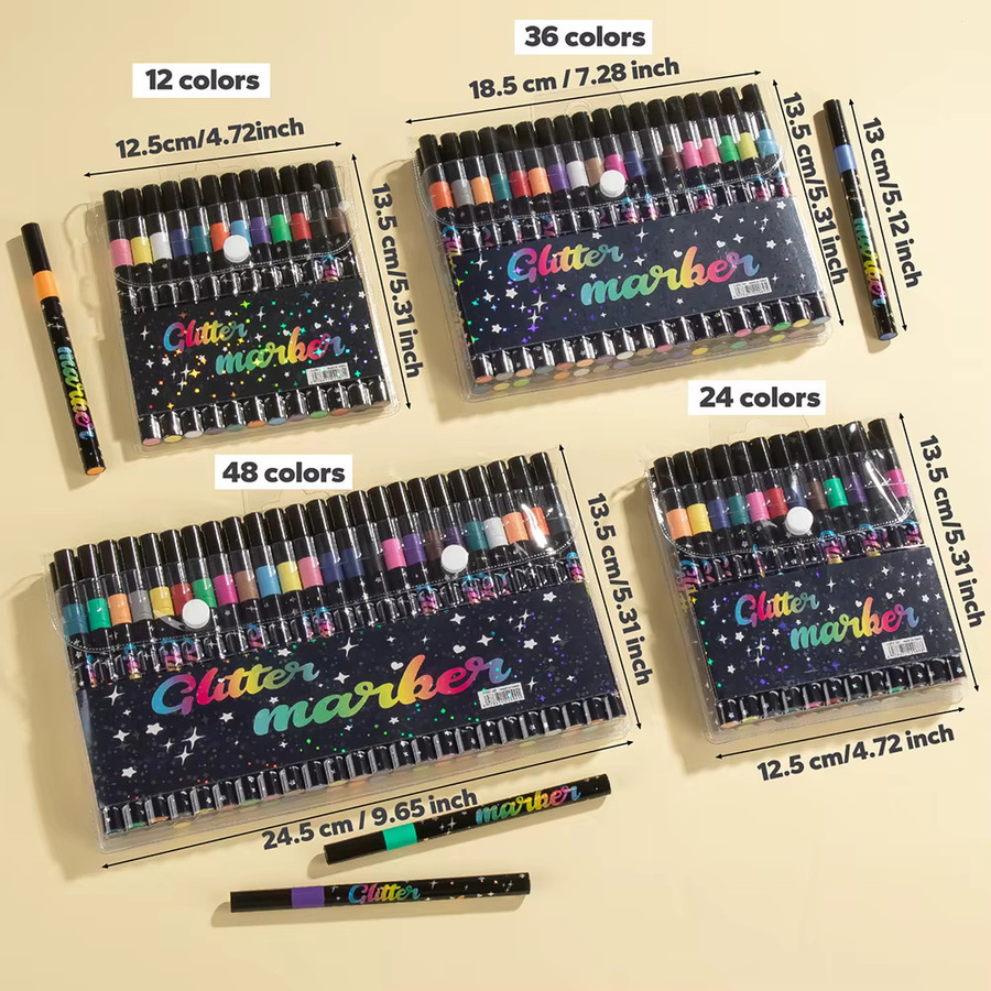 Aixxhh Glitzer-Pinselmarker mit wasserbasierter Tinte in Multicolour für Kunsthandwerk und DIY-Projekte - Bild 2