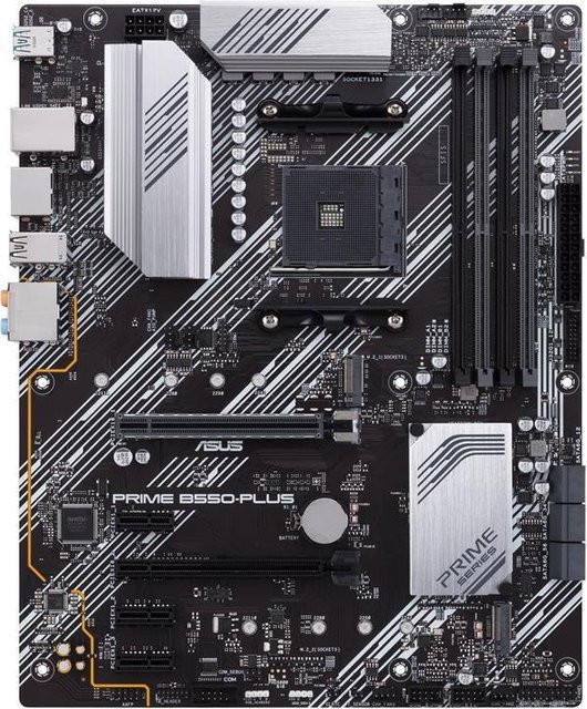 Asus PRIME B550-PLUS Mainboard ATX mit AMD AM4 Sockel, B550 Chipsatz, DDR4 Unterstützung, USB-C und Gigabit LAN in Schwarz/Silber - Bild 2
