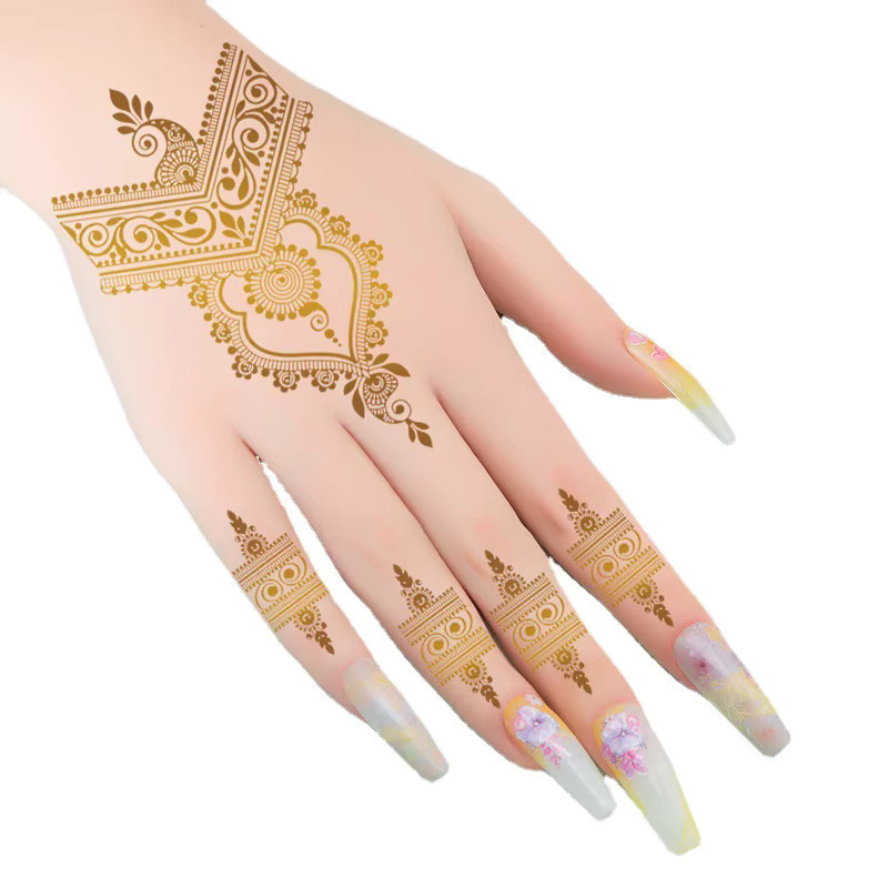 VERONNI Henna-Tattoo-Aufkleber, Gold, Blume, Damen - Bild 2