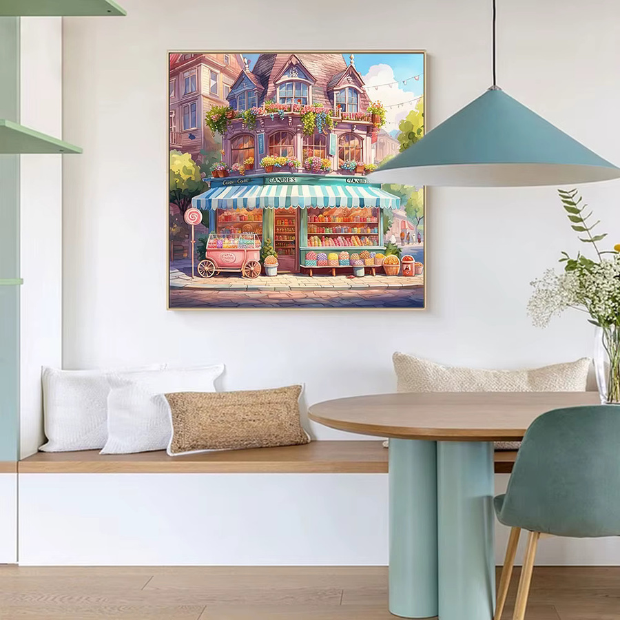 Huacan DIY Diamantmalerei Set Straßen-Süßwarenladen Landschaft in Multicolour, B/T/H: 20 x 20 x 20 cm - Bild 3
