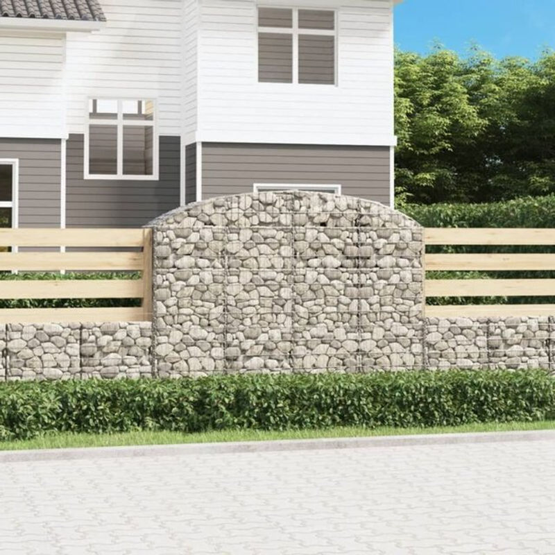 Vidaxl Gabione mit Hochbogen aus verzinktem Eisen in Silber, B/T/H: 200 x 50 x 140/160 cm - Bild 1