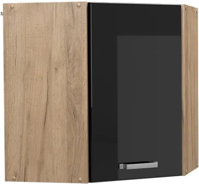 Vicco R-Line Eckhängeschrank Küchenschrank in Schwarz und Eiche mit Goldakzenten, modern, Breite: 57 cm, Höhe: 60 cm, Tiefe: 34,1 cm - Bild 2