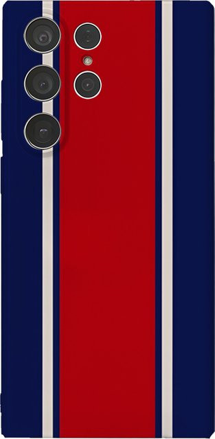 Paris Navy Red Stripe Handyhülle für Samsung Galaxy S25 S24 S23 Ultra Plus A35 A55 Glossy HD Hard Cover - Bild 1