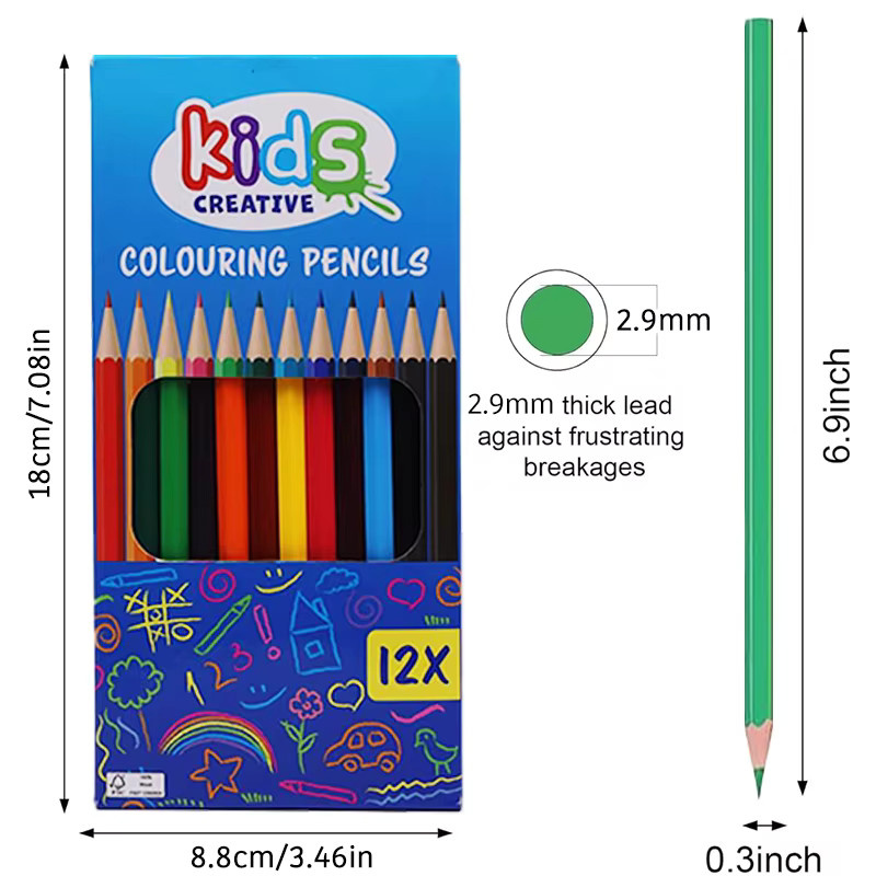 12 Stück Buntstifte in Multicolour mit weichem Pigmentkern zum Skizzieren und Zeichnen für Erwachsene und Kinder - Bild 2