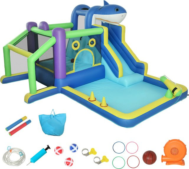 AIYAPLAY Hüpfburg mit Gebläse Hai-Design Wasserpark 8-in-1 für 3 Jahre - Bild 1
