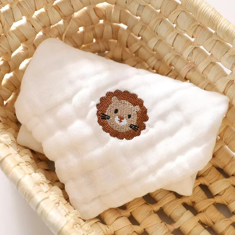 Weiche 6-lagige Baby-Spucktücher aus Baumwolle mit Stickerei für Neugeborene und Kleinkinder, Set aus Waschlappen und Gesichtstüchern, Weiß und Mehrfarbig - Bild 2
