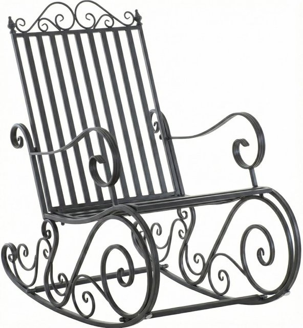 DELUKE Schaukelstuhl ANNA Outdoor Relaxstuhl aus Metall in Anthrazit, B/T/H: 56 x 90 x 94 cm - Bild 1