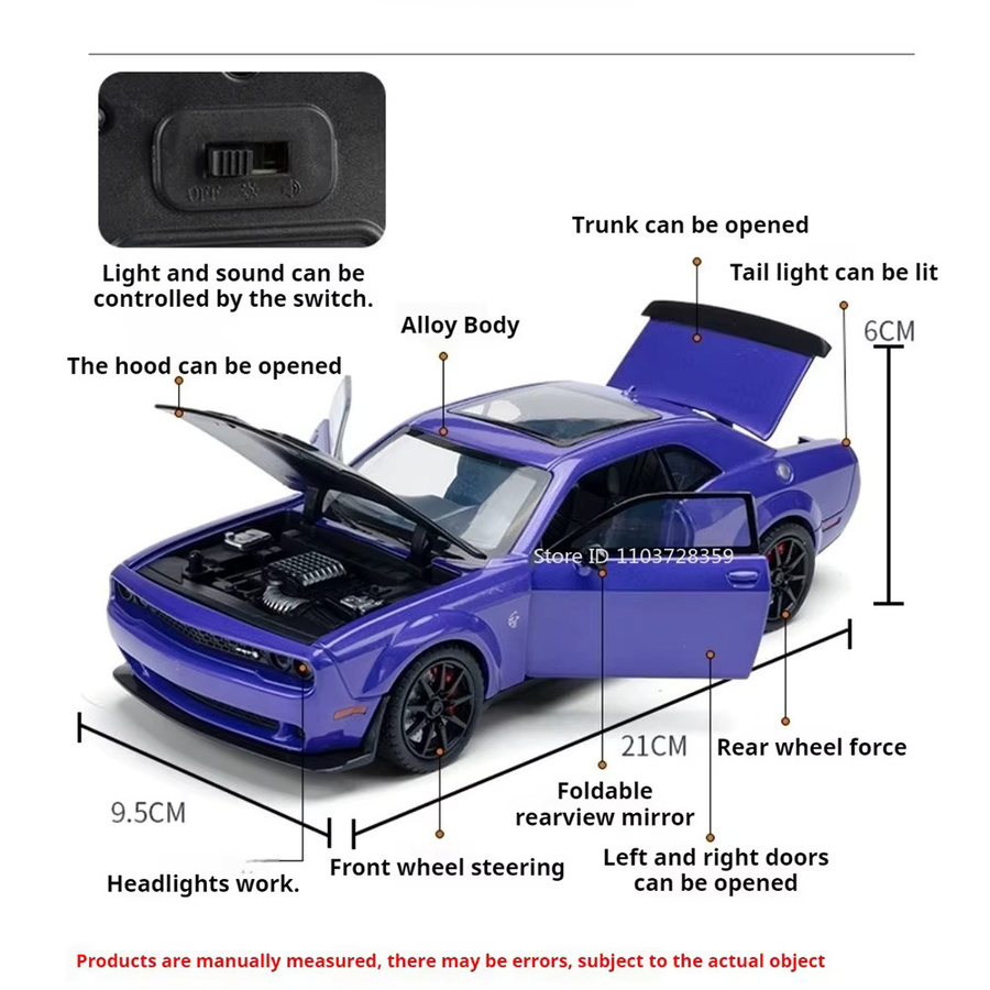 RMZ city Hellcat Miniatur-Supersportwagen, 1:24, Metall, mit Licht und Sound - Bild 2