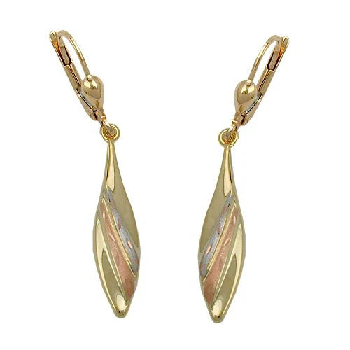 SIGO Ohrringe Brisur, tricolor Gold 375, teilmattiert, Bicolor, Unisex - Bild 1