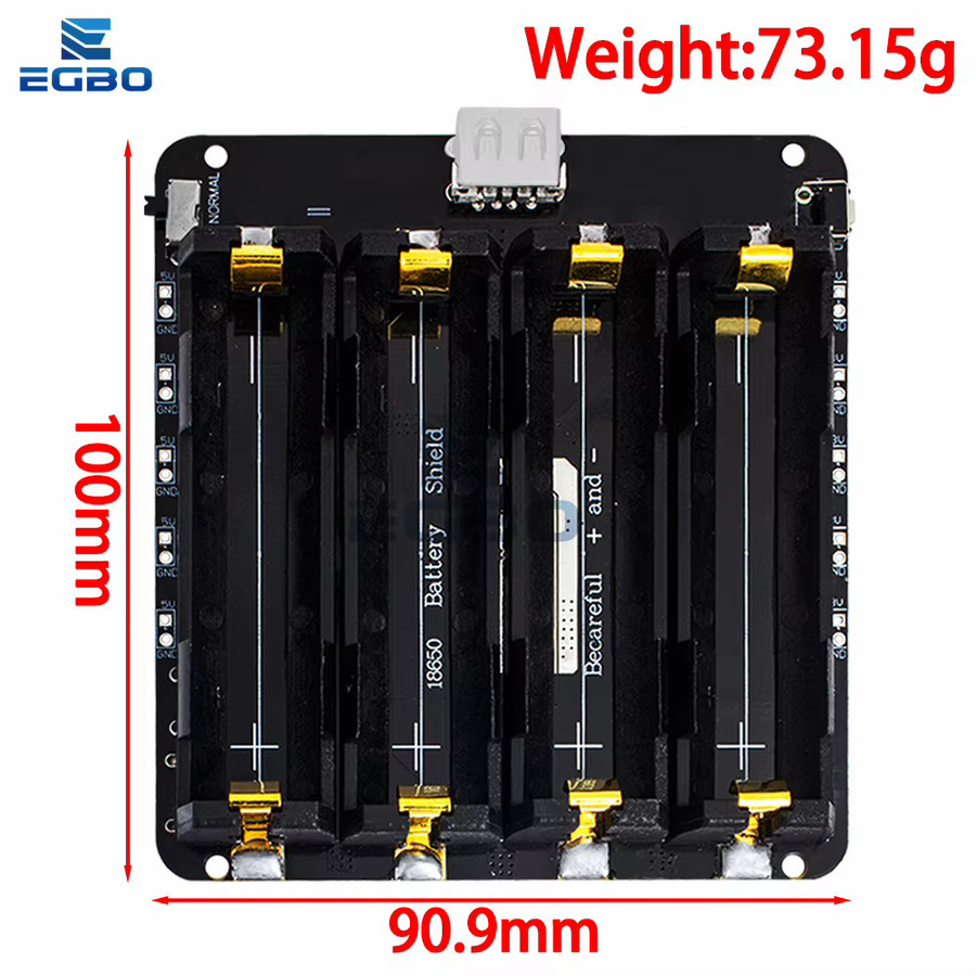 EGBO V8 Mobile Power Expansion Board Modul für 18650 Lithium-Batterien, Schwarz, Micro USB, 5V/3A und 3V/1A für Arduino, ESP32 und ESP8266 - Bild 1