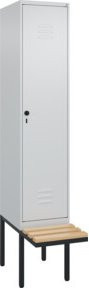 C+P Spind Classic PLUS Garderobenschrank mit Sitzbank, 1 Abteil, Grau/Schwarz, B/T/H: 212,0 x 40,0 x 81,5 cm - Bild 1