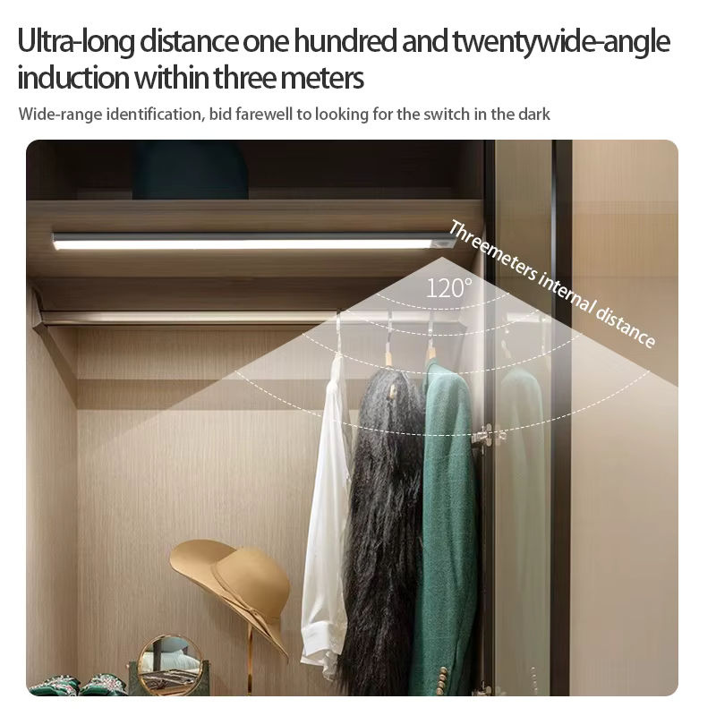 PZSUNLY LED Unterschrankleuchte mit Bewegungsmelder in Weiß oder Silber für Küchenschrank, Schlafzimmer und Kleiderschrank - Bild 3