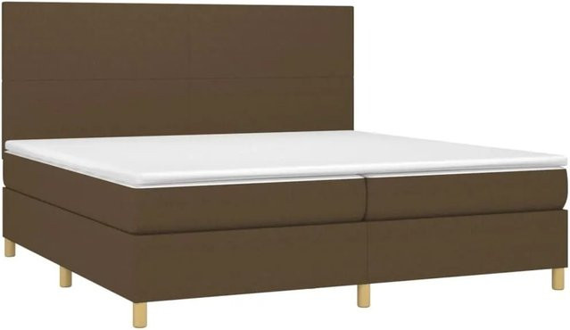 vidaXL Boxspringbett mit Matratze und LED-Unterbettbeleuchtung in Dunkelbraun, Hybridbett mit USB-Ladeport und Taschenfederkern, B/T: 200 x 200 cm - Bild 1