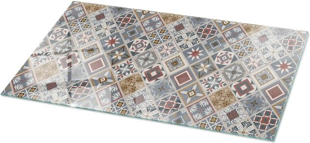 Tulup Glastischplatte mit Mosaikmuster und Ornamenten, Rechteckig, Grau/Mehrfarbig, B: 100 cm, T: 50 cm - Bild 1