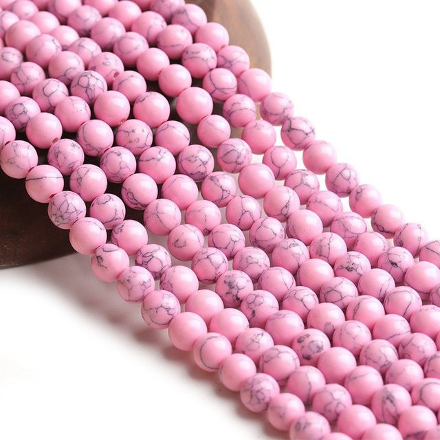Natursteinperlen Howlith Rosa Türkis, Runde Distanzperlen, Unisex - Bild 1