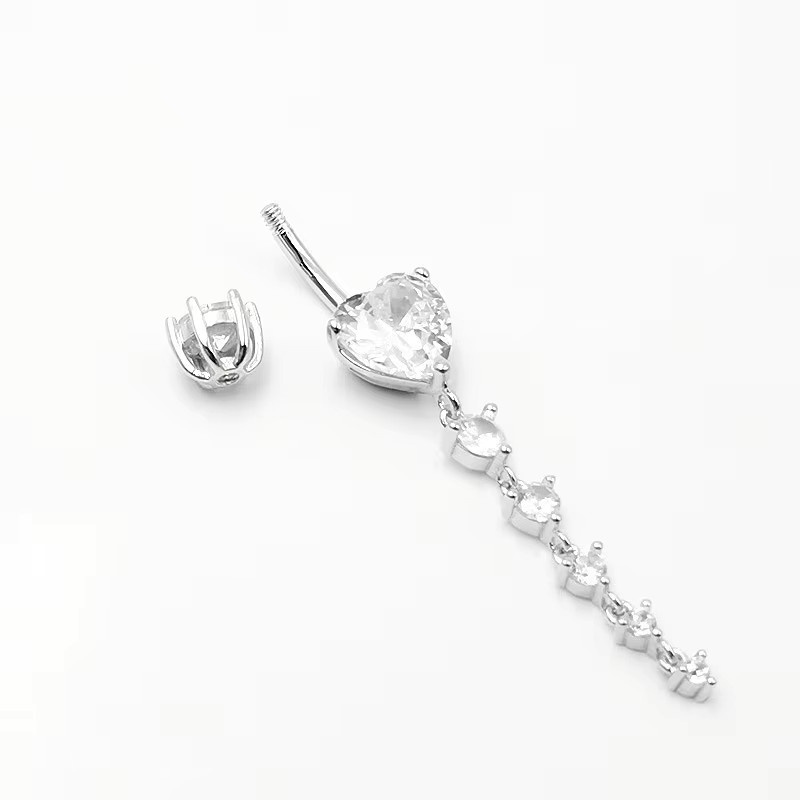 Piercing Addicter Bauchnabelring, Kristall, Silber, Damen, Herz - Bild 4