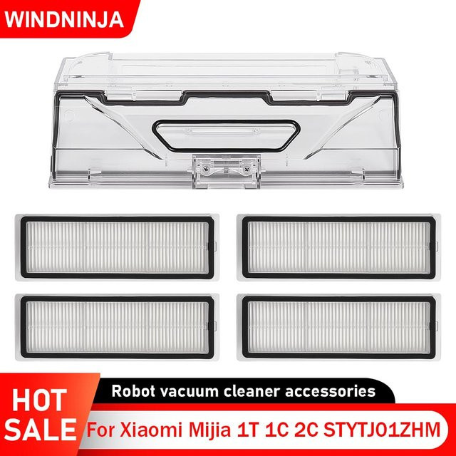 WINDNINJA Staubbehälter Filter für Xiaomi Mijia 1C STYTJ01ZHM Roboterstaubsauger Ersatzteil Staubbox Zubehör transparent - Bild 1