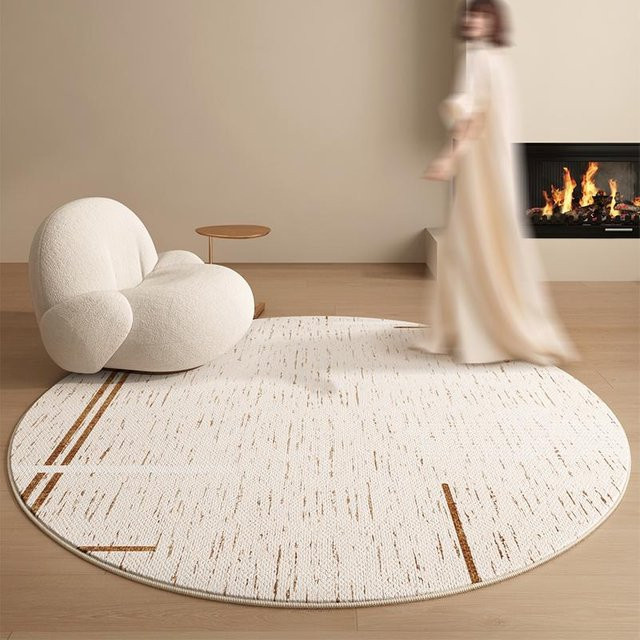 Runder HGHT Teppich in Weiß mit geometrischem Design, flauschig und rutschfest, Durchmesser: 80 cm - Bild 1