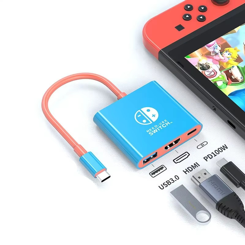 Ninth World 3 in 1 USB-C zu HDMI Hub Docking Station in Blau mit 4K UHD Video Konverter für Gaming Konsolen und Computer - Bild 2