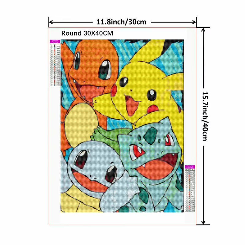 Potdemiel Pokemon Pikachu 5D DIY Diamant Malerei Mosaik Set mit runden Steinen in Mehrfarbig für Kinder - Bild 2