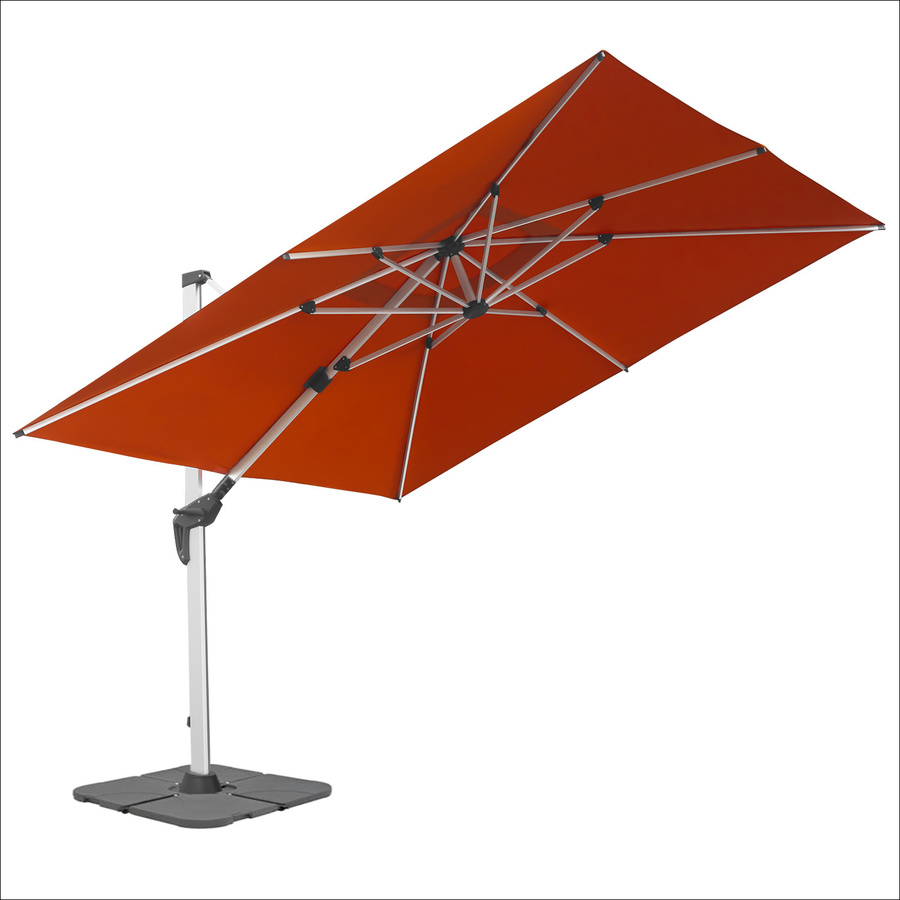 Anndora Ampelschirm aus Aluminium in Terracotta Rot, 3 x 3 m quadratisch, schwenkbar und neigbar mit Betonplattenständer - Bild 1