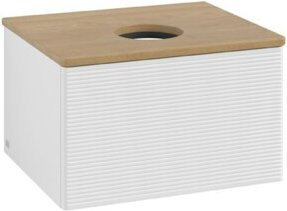 V&B Waschtischunterschrank Antao mit Frontstruktur in Eiche Honig und Weiß Lack, B/T/H: 60 x 36 x 50 cm - Bild 1