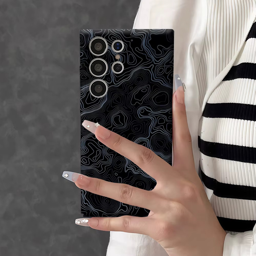Stoßfeste Handyhülle mit topografischer Konturkarte für Samsung Galaxy S26 S25 S24 S23 Ultra Plus in Schwarz - Bild 5