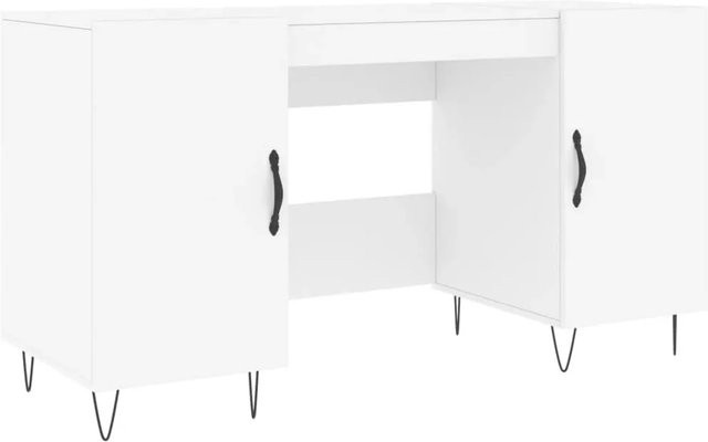 vidaXL Schreibtisch in Weiß im industriellen Stil aus Holzwerkstoff und Eisen, B/T/H: 140 x 50 x 75 cm - Bild 1