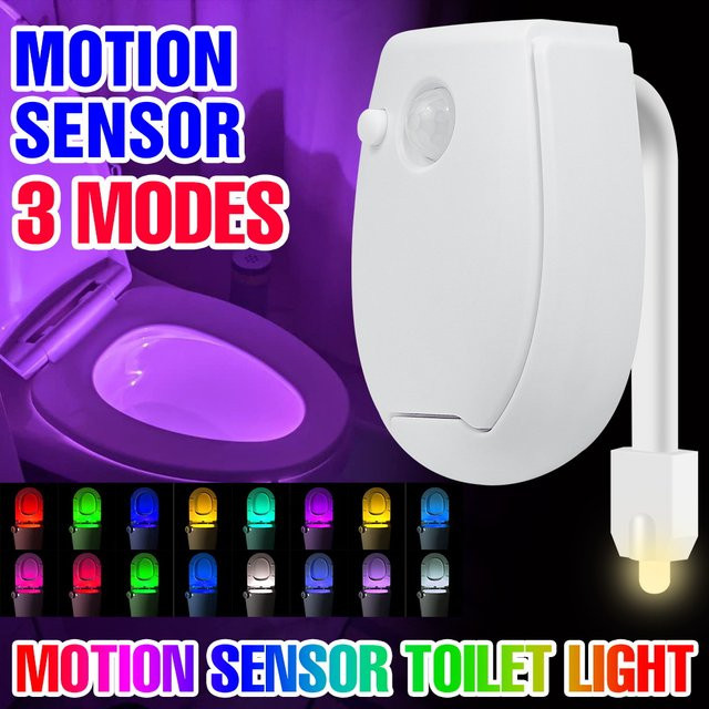RGB LED WC Nachtlicht mit PIR Bewegungssensor für Badezimmer und Waschraum, Multicolor, Batteriebetrieben - Bild 1